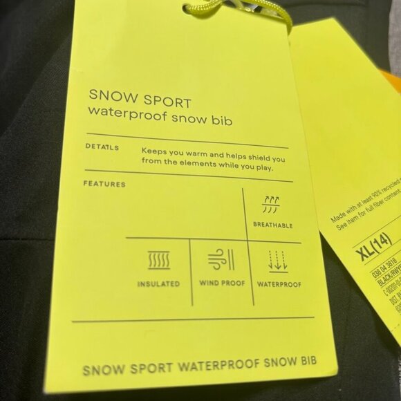 Kids' Sport Snow Bib with 3M Thinsulate Insulation - All in Motion Black Size XL - Picture 5 of 8